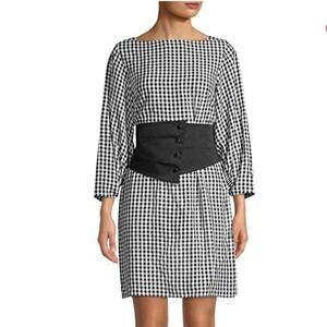 TIBI‎ NEW $525 Black/White Gingham Corset Dress Size 2